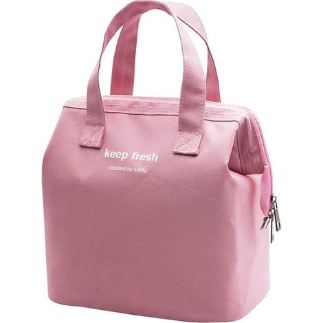 Sac isotherme repas simple bento glacière déjeuner tote pour femme homme adulte pique-nique travail randonnée plage (Rose) (1/5)