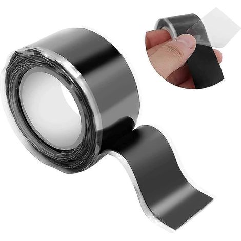 Ruban adhésif de réparation, ruban silicone auto-fusible, ruban adhésif isolant et d'étanchéité, largeur 2,5 mm, noir (1,5 m) (1/5)