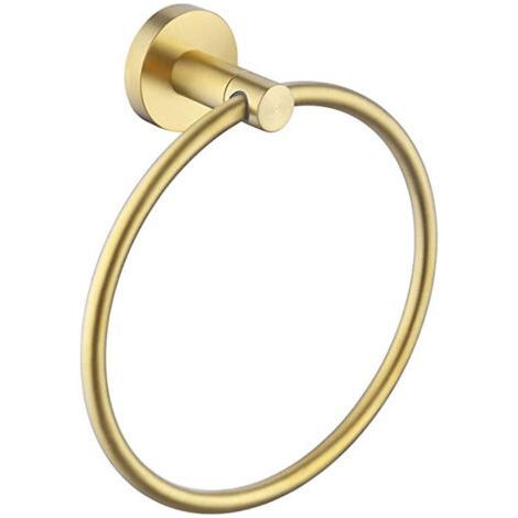Anneau porte-serviettes doré brossé (diamètre 16 cm) porte-serviettes mural moderne en acier inoxydable (1/4)