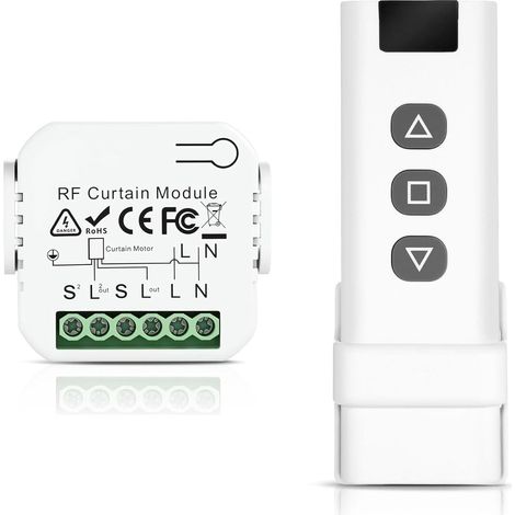 Drahtloses Steuerungsset für Rollläden, mit Funkfernbedienung und Empfängermodul, Funkschalter für Rollläden, Jalousien und Rollos bis zu 100 m, 2200 W (1/5)
