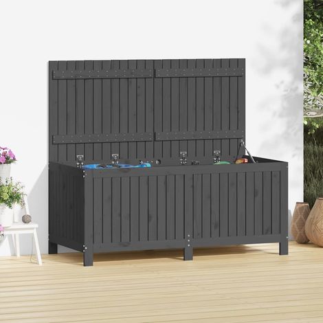 Banc Coffre de rangement de jardin - Banquette Pouf Gris 147x68x64 cm Bois de pin BV137761 - BonneVie (1/5)