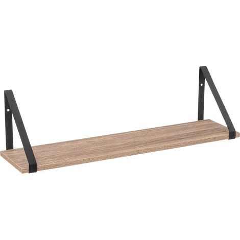 Ensemble étagère murale en MDF avec équerres en métal noir - Longueur 58 x Profondeur 16 x Hauteur 15 cm -PEGANE-
