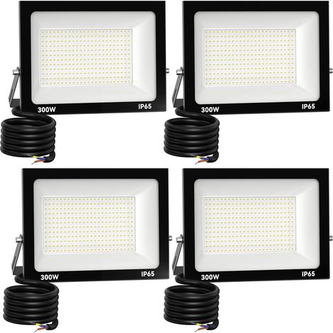 4 Pack Projecteur LED Extérieur 300W 30000 lúmenes 3000K Blanc froid Spot LED Eclairage IP65 Étanche Projecteur Extérieur Eclairage de Sécurité Floodlight pour resistente al agua (1/5)