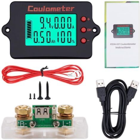 Coulomètre usb 1Pcs 8-120V 100A testeur de capacité de batterie numérique & voltmètre/ampèremètre avec Shunt pour véhicules électriques RVs systèmes solaires et surveillance de la batterie (1/5)