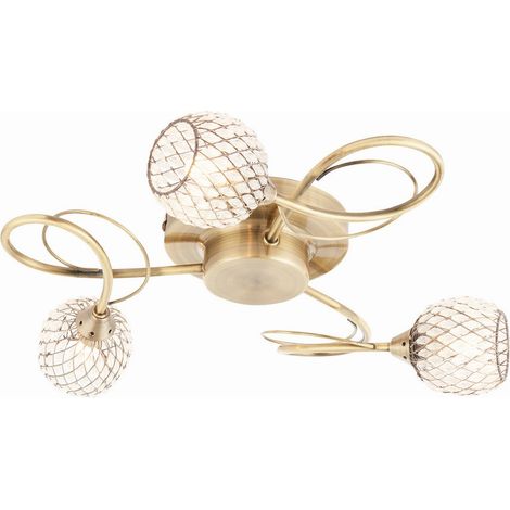 Endon Aherne - Ottone antico semifilo a 3 luci con filo in ottone antico, paralume per perline, G9 (1/5)