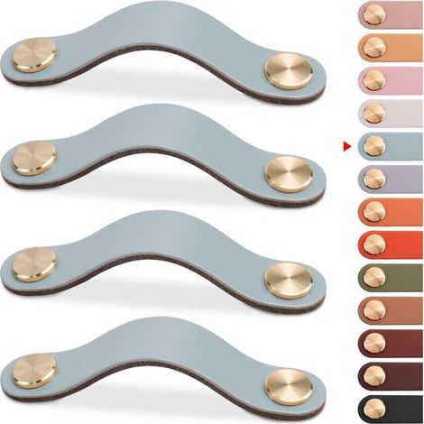 4er-Set Möbelgriffe aus Leder, Schranktürknöpfe, Schubladenknöpfe aus Leder, Vintage-Möbelgriffe für Schränke, Kommoden, Küche, Badezimmer (Blau, 128 mm) (1/5)