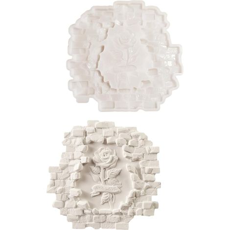 Moule en silicone antiadhésif en forme de rose dans un mur de briques pour résines, savon en, moules à chocolat et projets décoratifs (1/5)