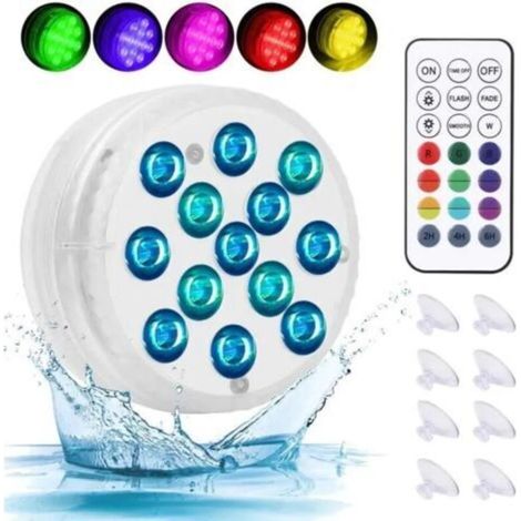 Lumières LED Submersibles - Lot de 4 - Étanches IP68 - 13 LED - Télécommande RF-Lumières à LED submersibles étanches (1/4)