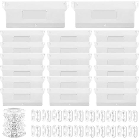 Lot de 20 rideaux à lamelles avec chaîne de 10 mètres et 20 boutons en perles - Pièce de rechange pour rideau à lamelles de 127 mm - Panneaux de lestage - Pièce de rechange pour rideau, porte, fenêtre (1/5)