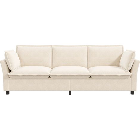 Divano modulare 3 2 1 beige in tessuto chenille con 3 posti 2 posti e poltrona Modenuit (1/5)