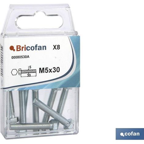 COFAN blíster de 8 uds. din-933 m-4x30 zinc venta unitaria , Tornillos Hexagonales DIN 933 en formato blíster, pequeñas cantidades. (1/3)