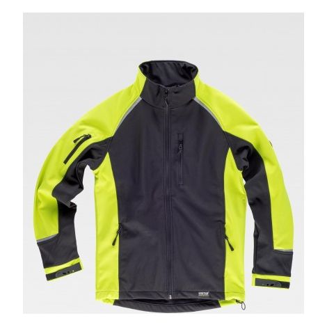 Chaqueta Workshell ligera de manga ranglán y rejilla interior WORKTEAM S9498 Sport L Negro+Amarillo A.V.