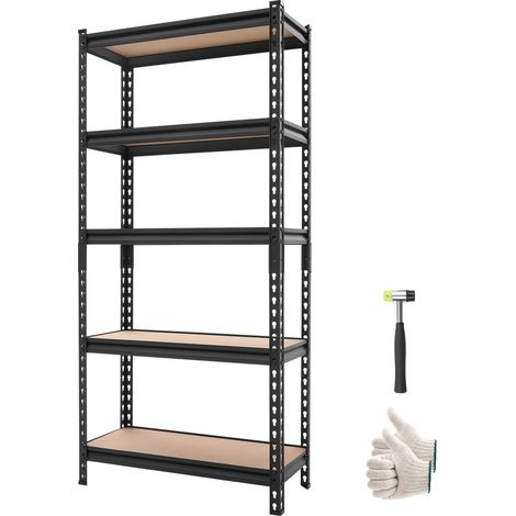 Mophorn Scaffale per Garage, Scaffale Metallico Portaoggetti, 5 Ripiani in MDF Regolabili, Capacità Totale 907 kg, Scaffalatura Versatile per Cucina, Dispensa, Cantina e Bagno, 72 x 30,9 x 152 cm (1/5)