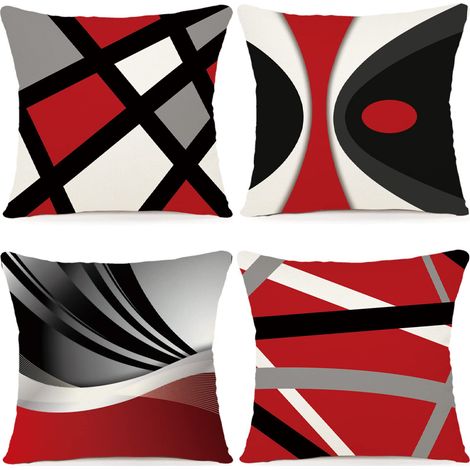 Housse de coussin 45x45 cm, lot de 4 coussins d'extérieur décoratifs, housse de coussin en lin (1/5)