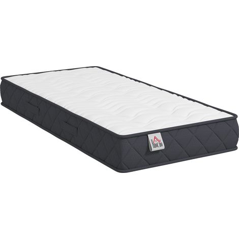 Matelas 1 personne 90 x 190 x 20 cm soulage pression antidérapant contemporain épuré housse matelassée en mousse blanc (1/5)