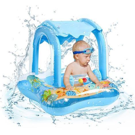 Schwimmring für Kinder mit Bezug, Schwimmsitz für Kinder, bunter blauer Schwimmring, Schwimmhilfe für Kinder, Schwimmringe für Kinder von 3 bis 36 Monaten (1/5)