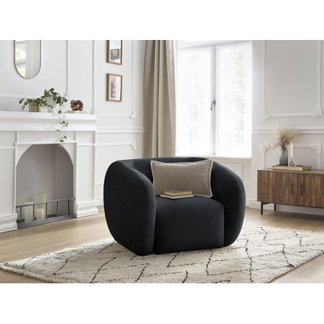 BOBOCHIC - Fauteuil CELINE tissu texturé Noir (1/5)