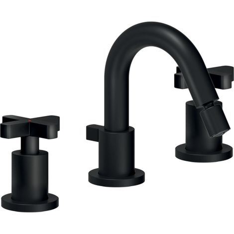 Robinet de bidet 3 trous noir mat Nobili Lira LR116215/1BM Noir mat - Vidage automatique 1"1/4