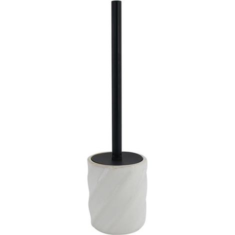 Cleafe - Portascopino Arredo Da Bagno Wc Rigato Obbliquo Bianco Con Scopino Completo 87801 - (1/2)