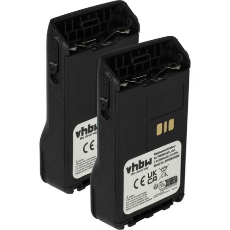 vhbw 2x Battery Replacement for Motorola PMNN4511A, PMNN4440, PMNN4502A, PMNN4440AR for Radio, Walkie-Talkie (2600 mAh, 7.4 V, Li-Ion)