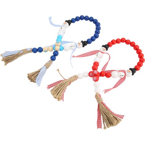 Guirlande en perles de bois naturelles, décoration murale suspendue pour fêtes de Noël, chaîne de perles longues pour bricolage, ornement artisanal (1/5)