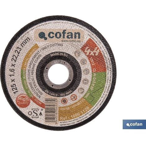 Disco de corte 125x1,6 mm para amoladora angular, certificado según norma ISO 9001:2000 (1/4)
