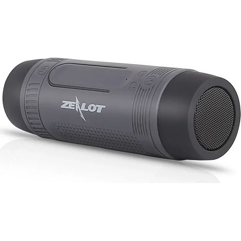 (Gris) Enceinte Bluetooth portable sans fil d'extérieur avec lampe torche, batterie externe et radio FM. (1/4)