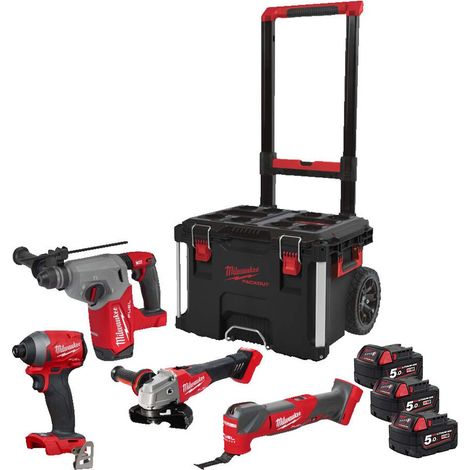 Milwaukee M18 FPP4DB-523P 18V FUEL Brushless 4 Piece Kit With 3x 5.0Ah Batteries & Trolley Box (1/5)