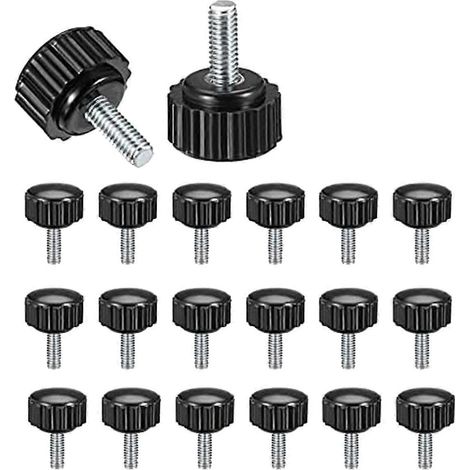 Vis moletée filetée, 20 vis de fixation de 10 mm, boutons de serrage ronds noirs (1/5)