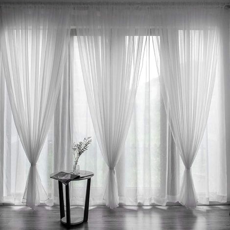 1 Panneau Voilage Passe-Tringle Polyester Blanc 200x270cm Salon Chambre Hôtel