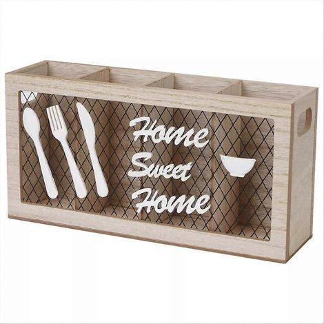 Porte-ustensiles en bois, accessoires de cuisine, organisateur de couverts A (1/5)