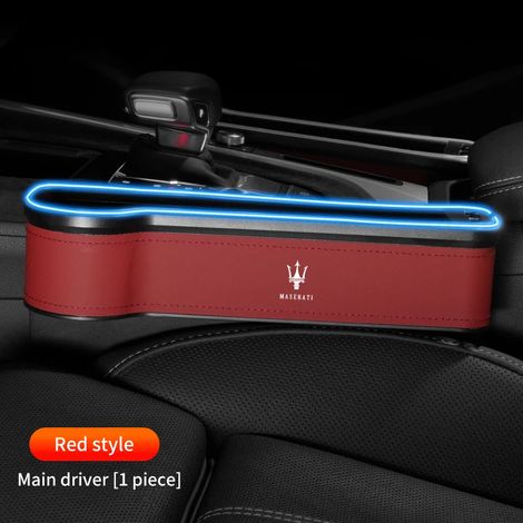 (Pour siège rouge gauche) Boîte de rangement en cuir pour l'espace entre le siège et la carrosserie, accessoires pour Maserati Levante, Ghibli, GranTurismo Coupé, Quattroporte Spyder (1/5)