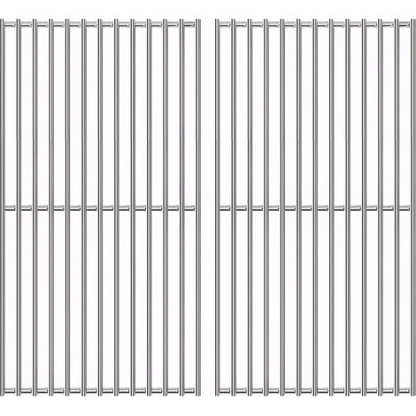 2 x Stainless Steel Cooking Grills 41.5 x 23.5cm for 3 Burner Gas Grill, Charcoal BBQ (1/5)