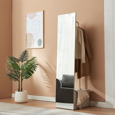 Garderobenspiegel 2-in-1 Saden 165x40x51 cm Sandfarben [en.casa]