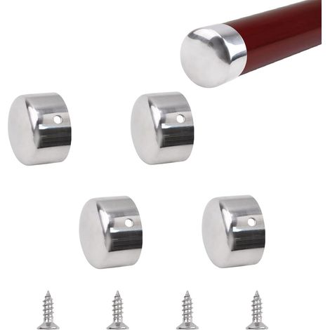 Ensemble de 4 embouts ronds en acier inoxydable pour mains courantes avec un diamètre intérieur de 38 mm.