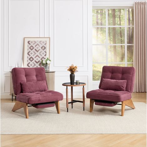fauteuil salon inclinable velours cotele avec 127 cm rouge OKMYHOME (1/5)