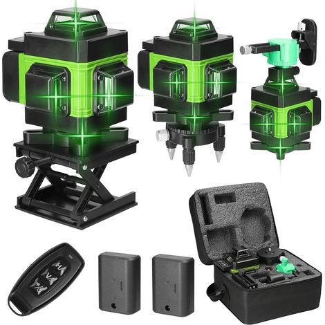 Laser-Wasserwaage, 4D 16 Linien Laser-Wasserwaage Selbstnivellierungswerkzeug, Horizontale und Vertikale Laser-Wasserwaagen mit Selbstnivellierungsfunktion mit 2 eingebauten wiederaufladbaren Batterie