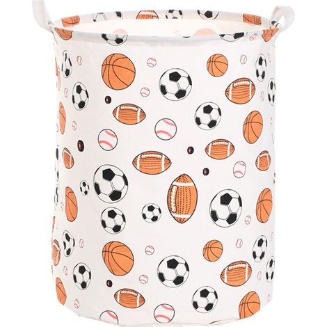 BEBUSINGOTO Großer Wäschekorb für schmutzige Kleidung, faltbarer Wäschekorb für Kinder mit Abdeckung, Sportball, wasserdichte Canvas-Aufbewahrungsbox für Spielzeug – Fußball/Basketball (1/5)