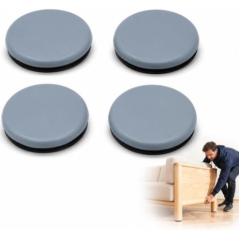 4 Patins Glissants PTFE pour Meubles 50mm, Patins pour Meubles en PTFE, Auto-Adhésifs pour Meubles Lourds, Protection des Sols Lisses Parquets Aux Carrelages, Silencieux et Anti-Rayures, Rond (1/5)