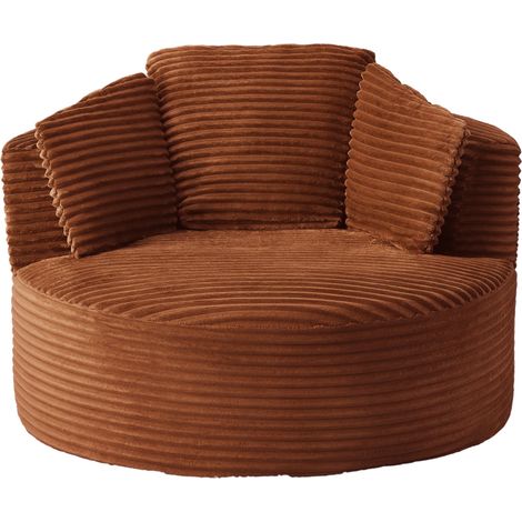Fauteuil rond surdimensionné en velours côtelé, confort ergonomique pour salon et chambre (1/5)