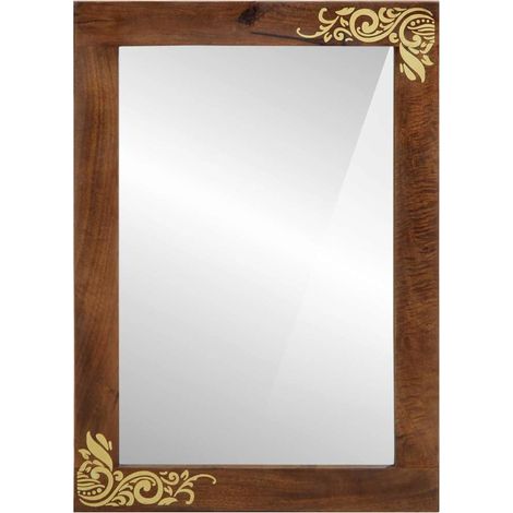 Miroir de salle de bain Marron miel 70 x 50 x 2,5 cm CFW305506 (1/5)
