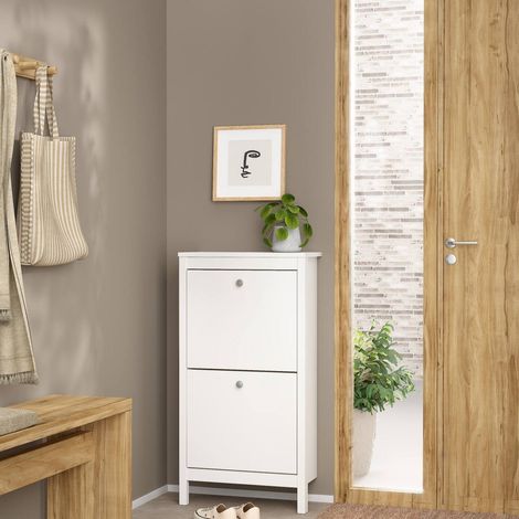 Dmora - Schuhschrank Maryse, Schuhregal, Mehrzweck-Eingangsgarderobe, Möbel für Schuhe, 54x25 h103 cm, Weiß (1/5)