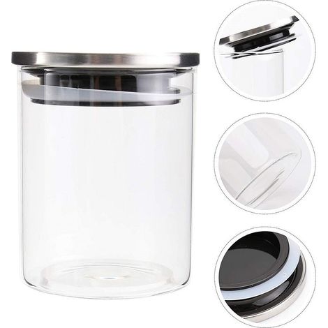 TRADE SHOP - Barattolo Da 900ml Sottovuoto Alimenti In Vetro Trasparente Cereali Snack Cucina - (1/5)