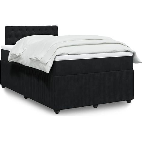 Boxspringbett mit Matratze Schwarz 120x200 cm Samt