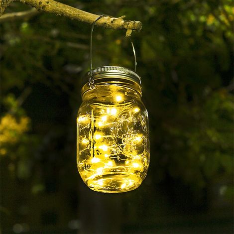 Lot de 6 bouchons lumineux LED solaires pour bocaux Mason, imperméables, guirlandes féeriques pour jardin, intérieur et extérieur. (1/5)
