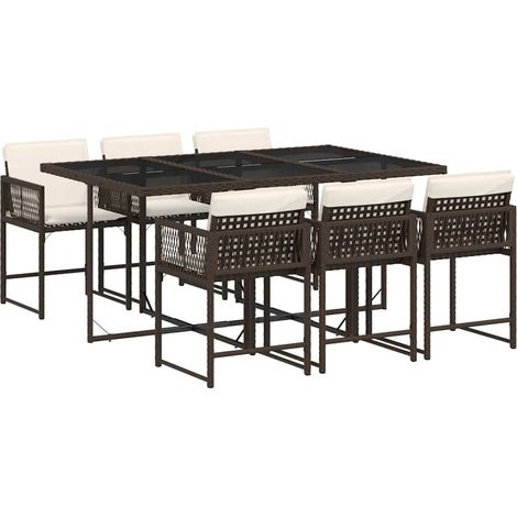 Maison Exclusive - Set comedor de jardín 7 pzas con cojines ratán (1/5)
