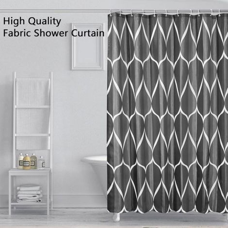 Rideau De Douche - 240x200 Cm - Polyester Imperméable - Anti-moisissure - Noir - 1 Pièce (1/5)