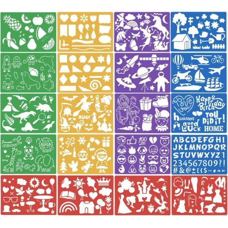 20 Pcs Pochoirs de Peinture, Pochoirs pour Dessin et Peinture, Pochoir de Dessin en Plastique, Pochoirs à Lettre Réutilisable, Pochoirs de Voiture Animal Alphabet pour Carte Journal Scrapbooking Décor (1/5)