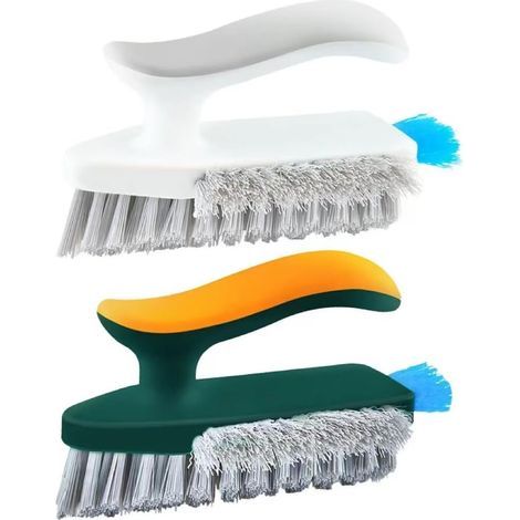 Lot de 2 brosses à récurer à prise confortable, poils rigides et flexibles, très résistantes, pour salle de bain, douche, lavabo, moquette et sol (1/5)