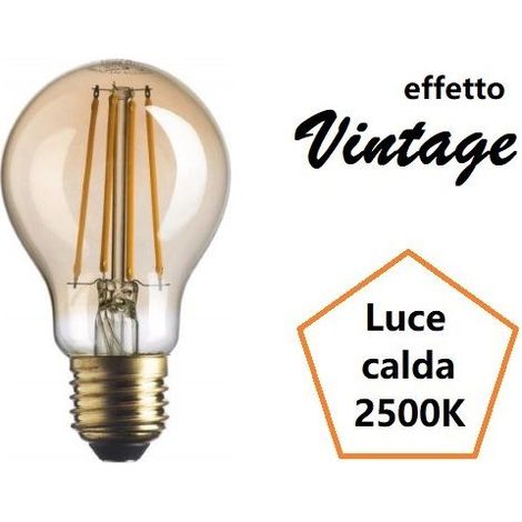 LAMPADINA GOCCIA A LED  7W LUCE CALDA 2500K 725 LUMEN E27 VETRO AMBRATO BOT